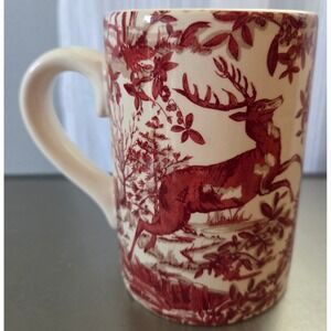 Pottery Barn Deer Woodland Scene Coffee Mug Stag Cabin Nature Lodge Decor‎ Rare